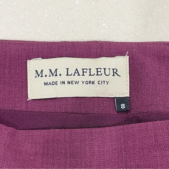 M.M. Lafleur Classic Flat Front A Line Mini Skirt Plum 8 - Picture 3 of 4